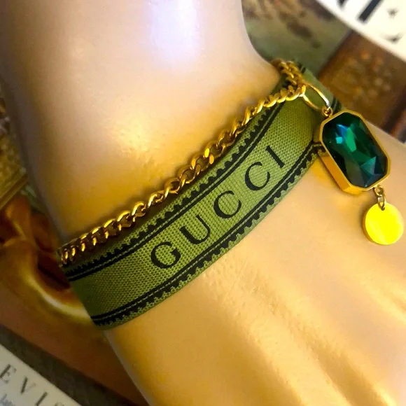 ❤️Repurposed authentic Gucci Ribbons. Stainless Steel Bracelet 🔥 - Picture 3 of 4